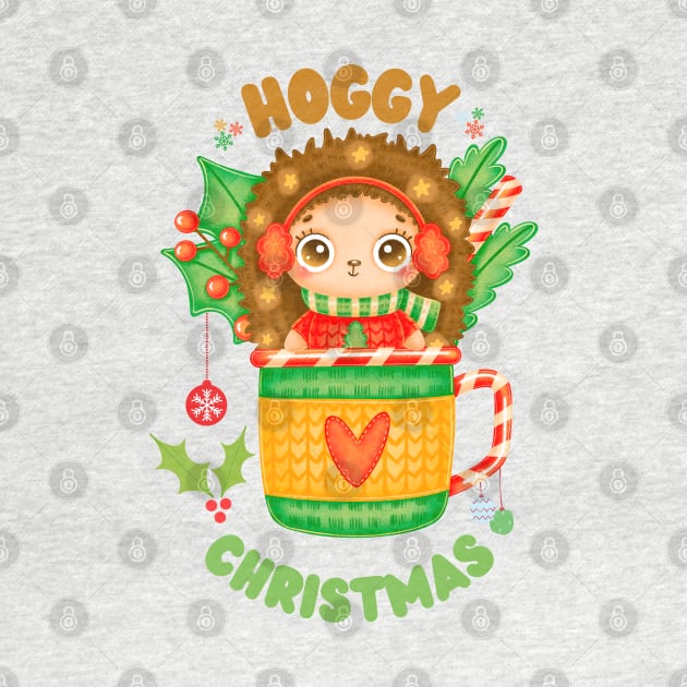 Hoggy Christmas Cute Hedgehog by nmcreations